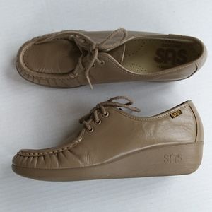 SAS Handsewn Leather Retro Style Lace Up Wedge Oxford 9S Brown Mocha